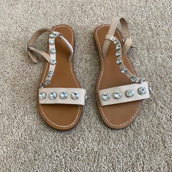Zara crossover pink leather sandals with with jewels - Picture 2 of 5